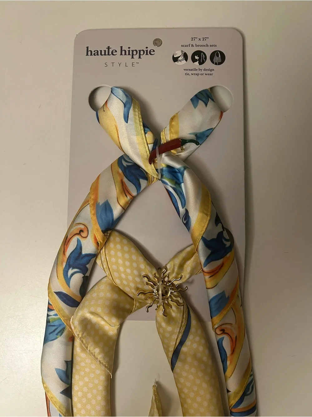 Haute Hippie Style Scarf Set Yellow and Blue NWT